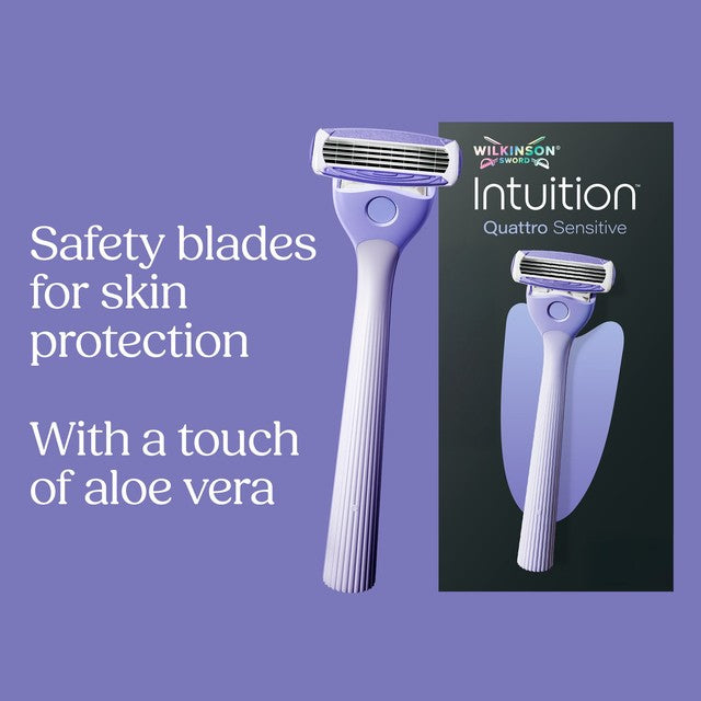 Wilkinson Sword Intuition Quattro Sensitive women's razor with 5 refills (British brand)