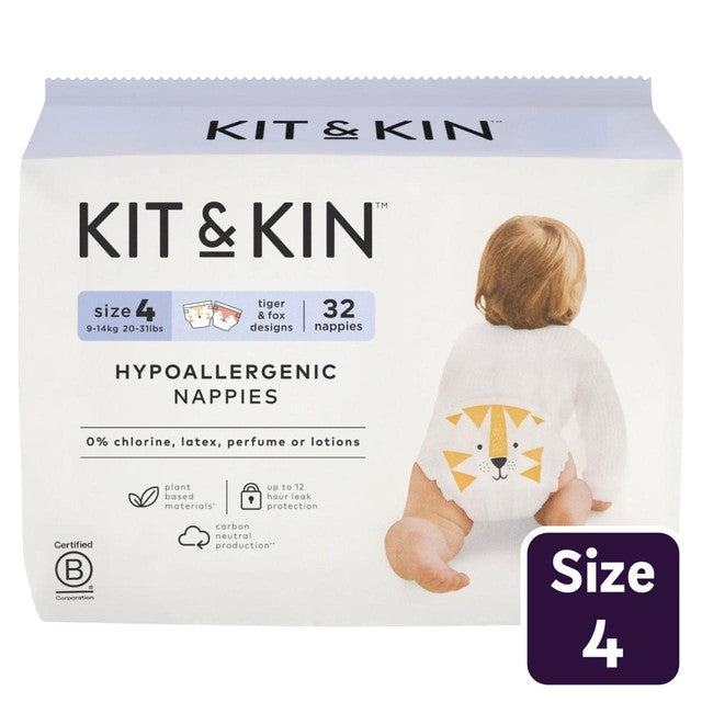 Kit & Kin hypoallergenic nappies size 4 (9-14kg), UK version