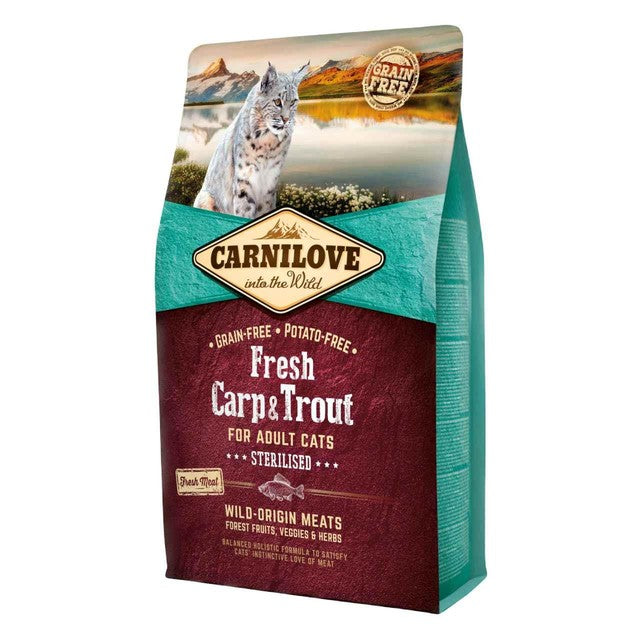 Carnilove fresh carp and trout dry cat food 2kg - British product