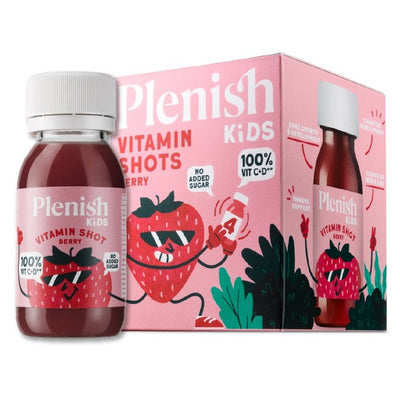 PLENISH Kids Strawberry Shot Multipack Boisson aux fruits et légumes pressés à froid 4 x 60 ml