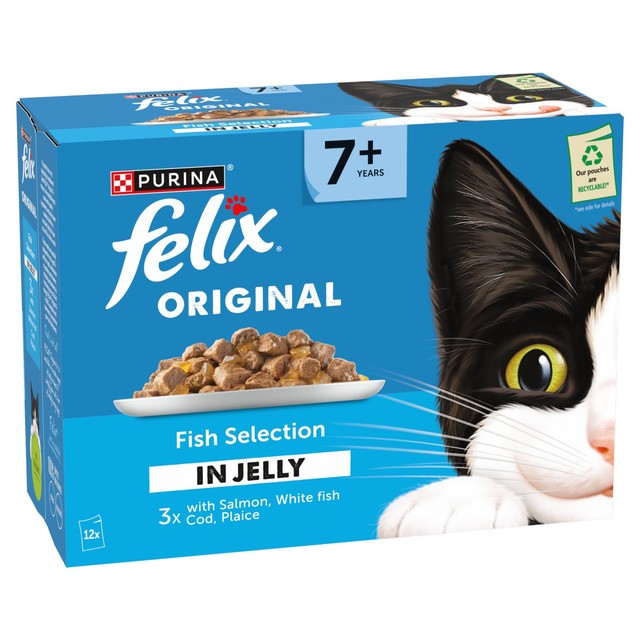 Felix senior cat food fish selection jelly 12x85g - British product
