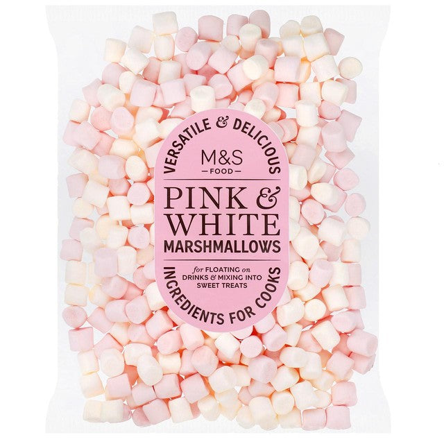 M&S pink and white mini marshmallows 125g, imported from the UK