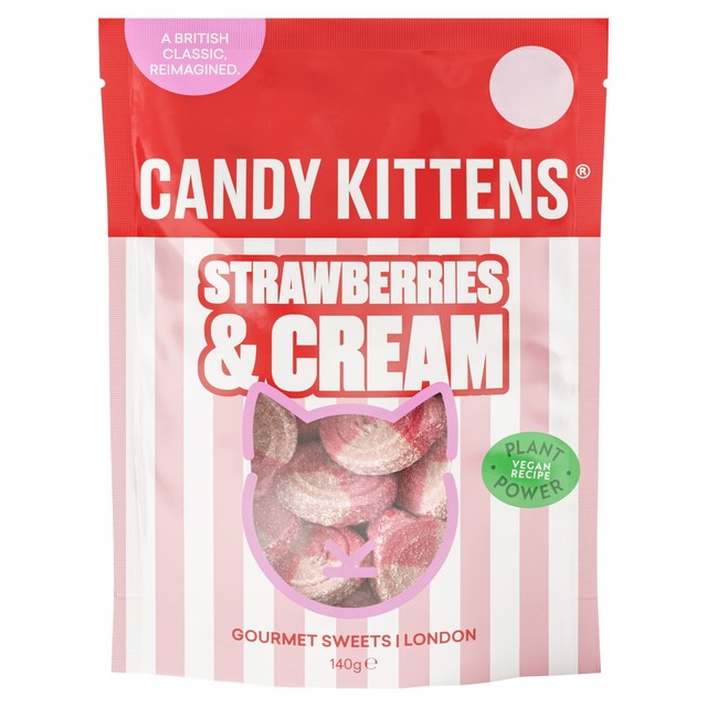 Candy Kittens Strawberries & Cream vegan fruit gums, UK version