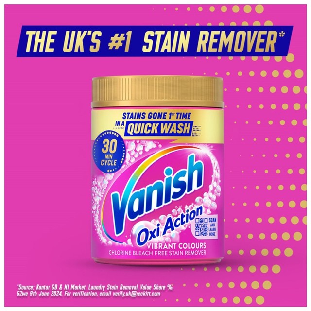 Vanish fabric stain remover powder for colours 470g (British brand)