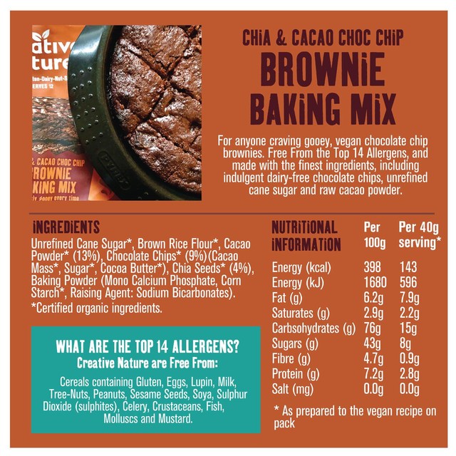 Creative Nature gluten free fudgy brownie mix 250g - British product