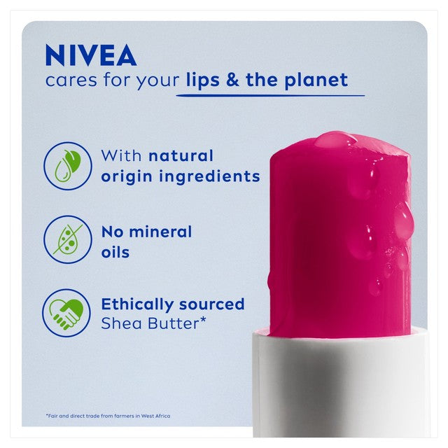 Nivea cherry shine lip balm 4.8g, imported from the UK
