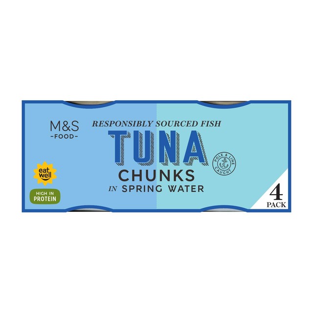 M&S tuna chunks in spring water 4 x 160g, imported from the UK