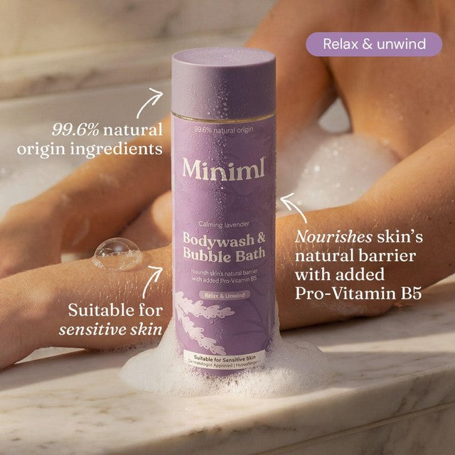 Miniml body wash and bubble bath calming lavender - British product
