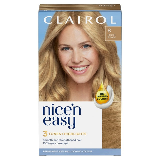 Clairol Nice'n Easy hair colour 8 Medium Blonde - British product