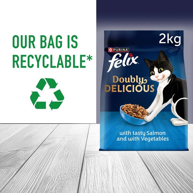 FELIX Doubly Delicious salmon and vegetables dry cat food 2kg, UK version