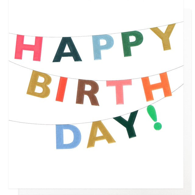 Caroline Gardner happy birthday bunting card 146x140mm - British product