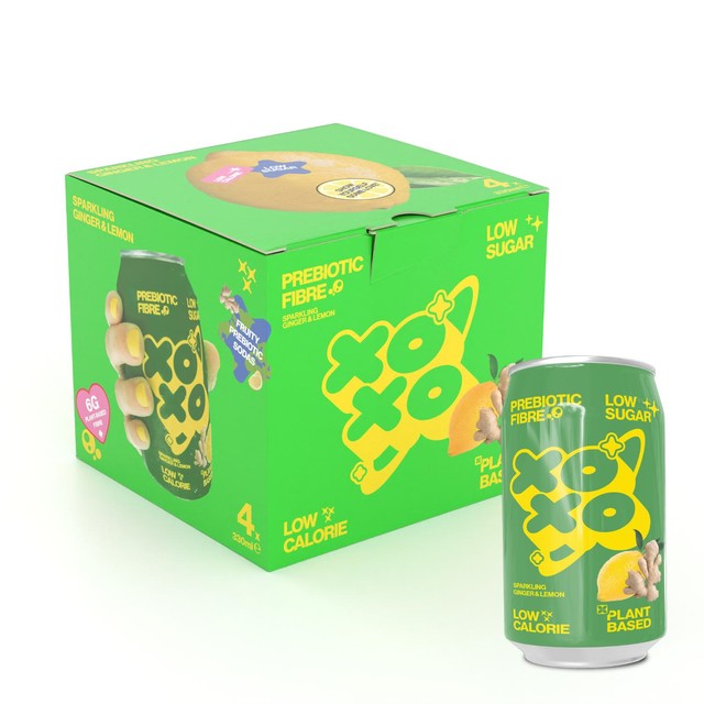 XOXO Sparkling Ginger & Lemon Soda 4 x 330ml (British brand)