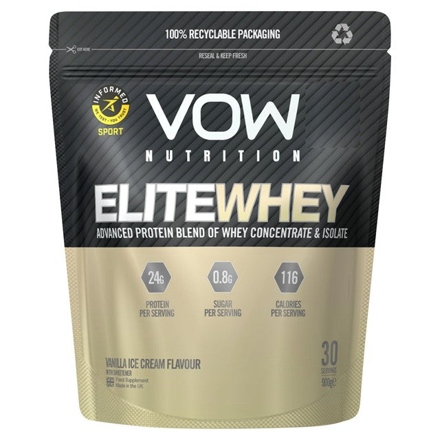 Vow Nutrition whey protein powder vanilla ice cream 900g (British brand)