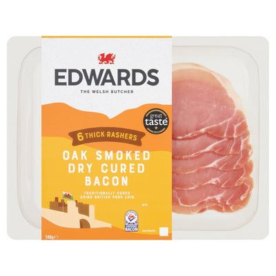 Edwards of Conwy لحم خنزير مقدد سميك مدخن بالبلوط مجفف باللحم البقري 240 جرام