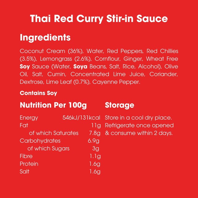 Bay's Kitchen Thai red curry stir-in sauce 260g - British product