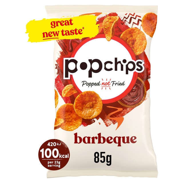 Popchips Barbeque Sharing Crisps 85g, imported from the UK