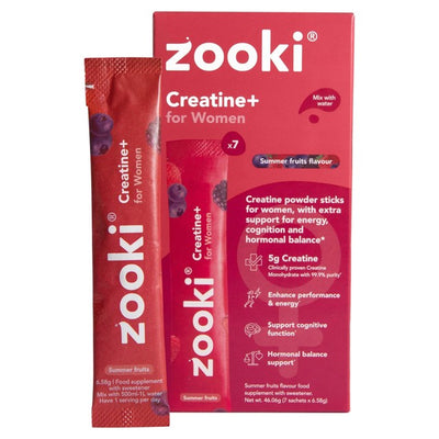 M&S Zooki Creatine+ For Women Summer Fruits Flavour Food Supplement Sachets- Buy online at McGrocer