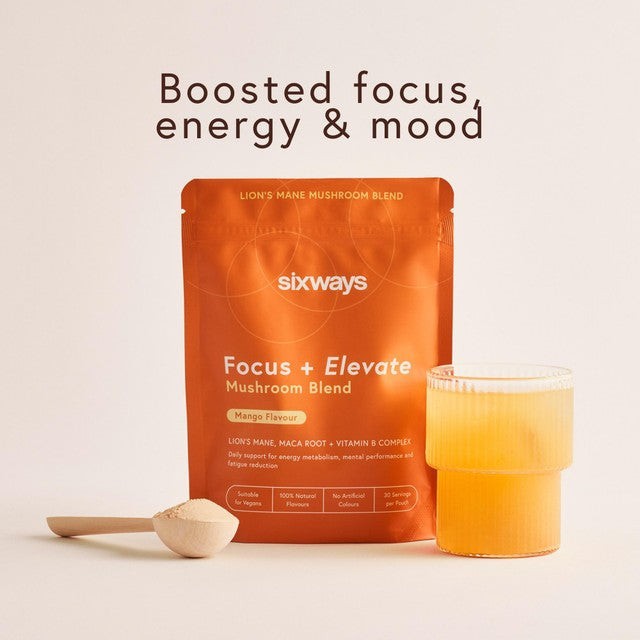 Sixways Lion's Mane Mango Flavour cognitive supplement powder 150g (British brand)