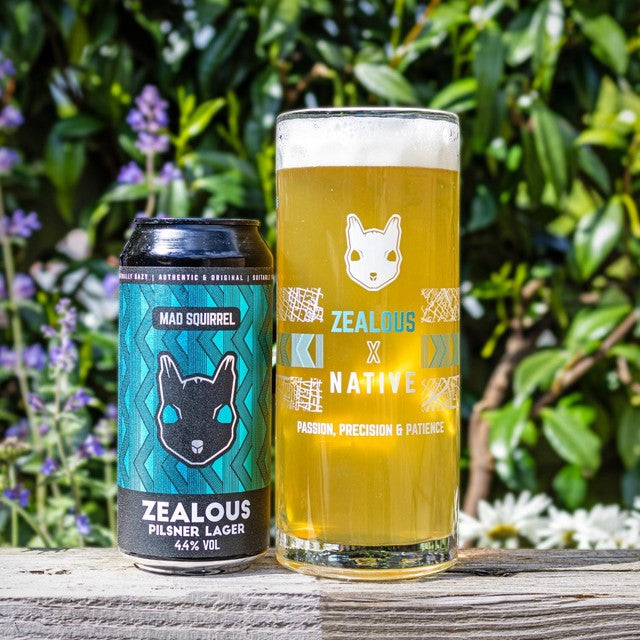 Mad Squirrel Zealous Pilsner 440ml, imported from the UK