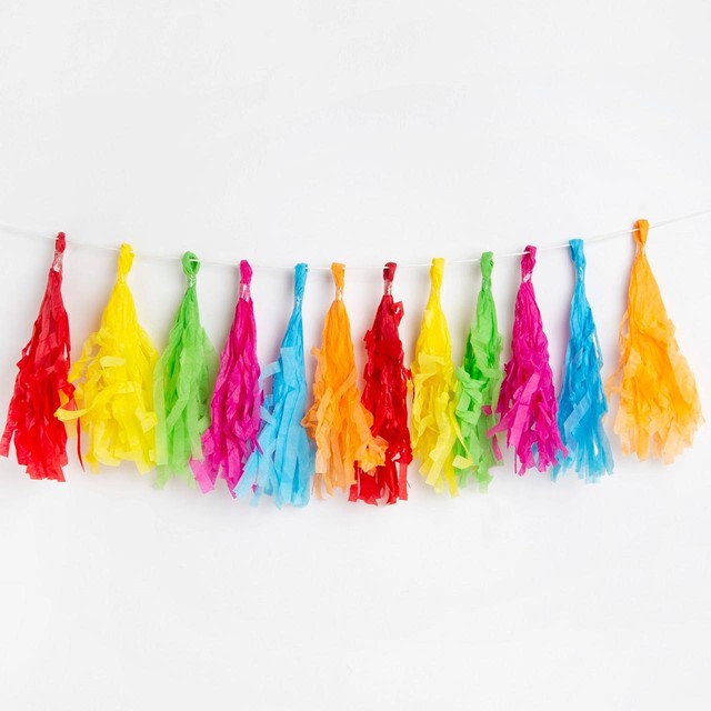 Talking Tables rainbow tassels garland 1.5m (British brand)