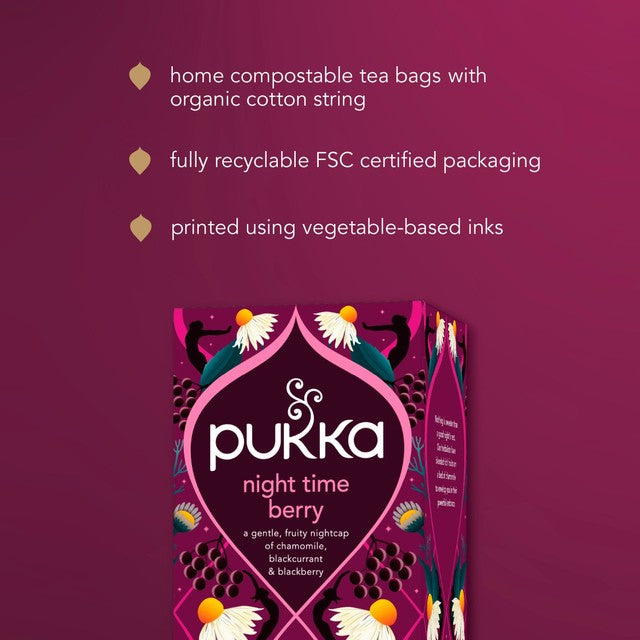 Pukka Herbs Night Time Berry Herbal Tea Bags x20, imported from the UK
