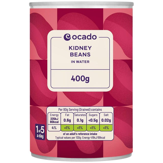 Ocado canned red kidney beans in water 400g, imported from the UK
