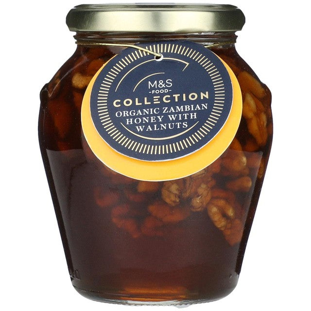 M&S Organic Zambian honey with walnuts 454g, imported from the UK