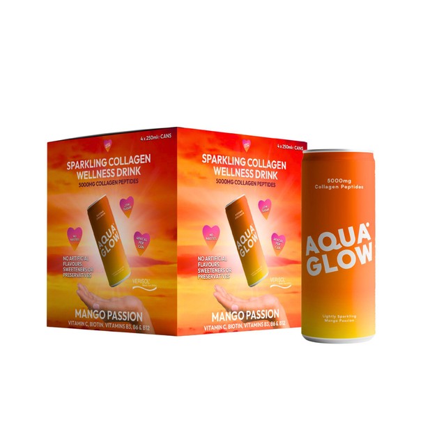 AQUA GLOW mango passion collagen drink 250ml, UK version