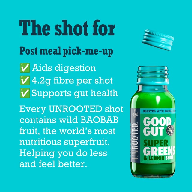 Unrooted Super Greens Lemon & Baobab health shot 60ml (British brand)
