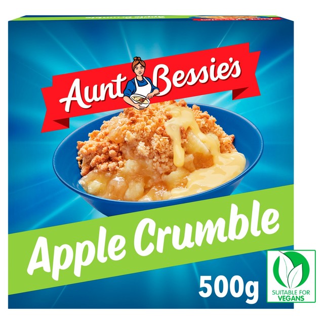 Aunt Bessie's apple crumble dessert - British product