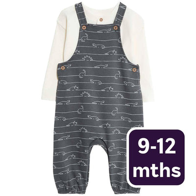طقم M&S Dino Jersey Dungarees مع تي شيرت Carbon للأطفال 9-12 شهرًا - اشترِ عبر الإنترنت من McGrocer