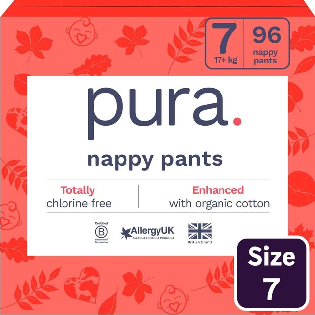 Pura nappy pants size 7 multi pack 96 count, UK version