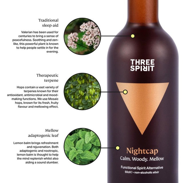 Three Spirit Nightcap non-alcoholic spirit 50cl (British brand)