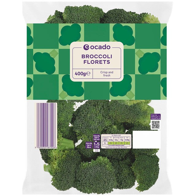 Ocado broccoli florets 400g, imported from the UK