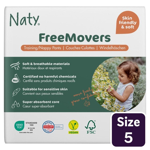 Naty FreeMovers nappy pants Size 5 (12-18kg), imported from the UK