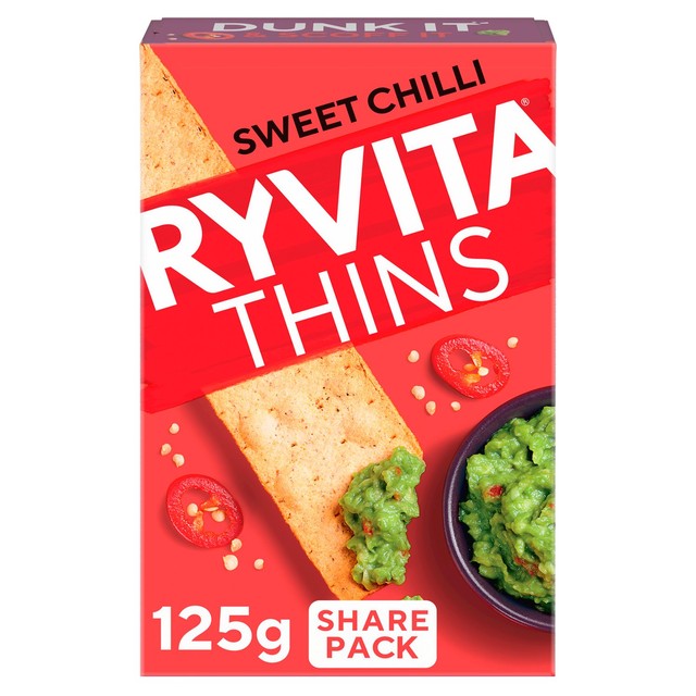 Ryvita Sweet Chilli flatbread crackers 125g, imported from the UK