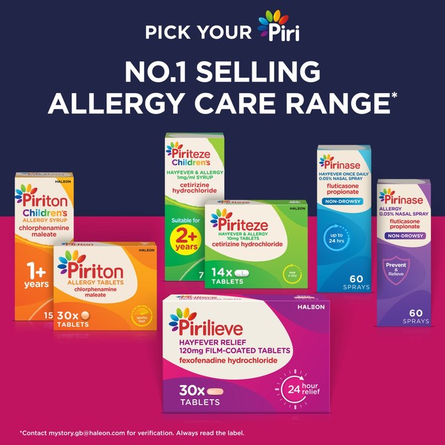 Pirilieve Hayfever Relief 120mg 30 tablets, imported from the UK