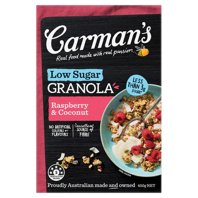 M&S Sapphire Carman's Kitchen Granola Raspberry & Coconut Low Sugar 450g- Buy online at McGrocer
