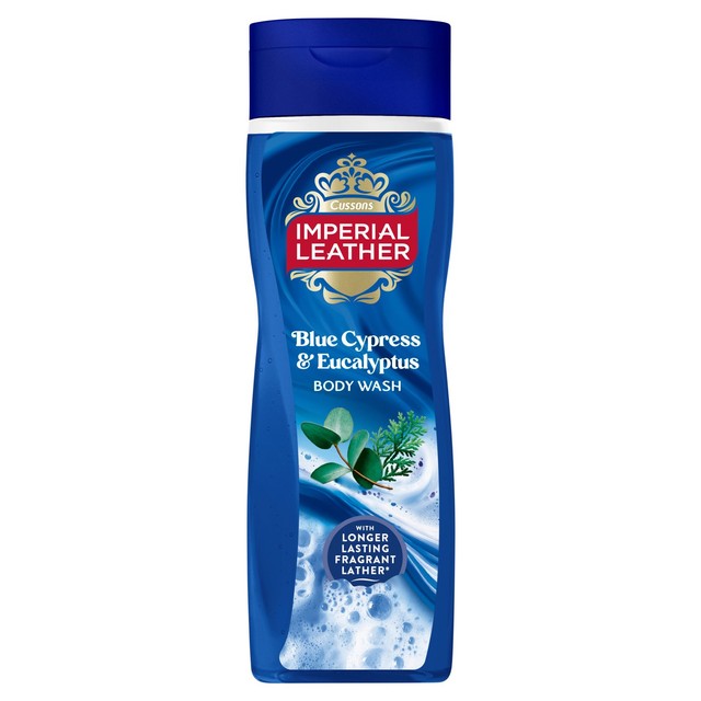 Imperial Leather Blue Cypress and Eucalyptus shower gel, imported from the UK