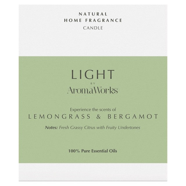 Wax Lyrical AromaWorks Lemongrass & Bergamot soy wax candle 30cl (220g) - British product