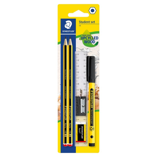 Staedtler Noris pencil and pen set with rainbow ballpoint pens (British brand)