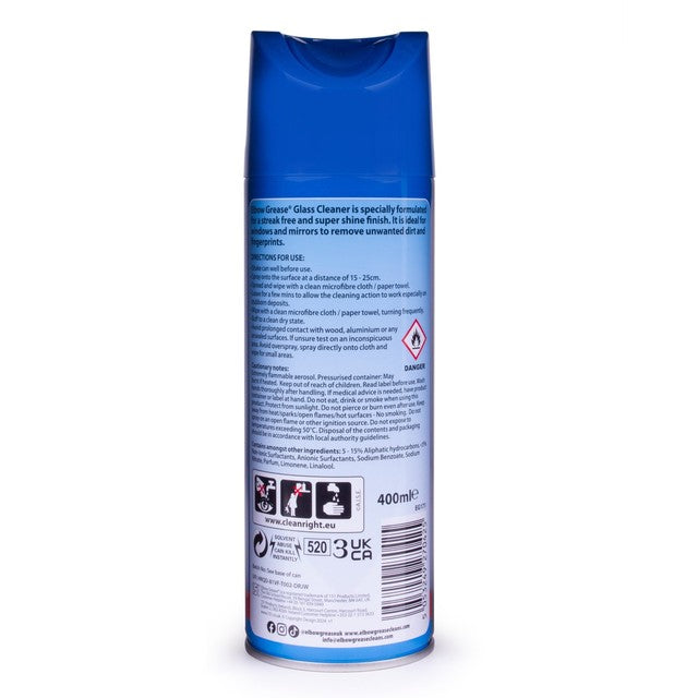 Elbow Grease glass cleaner aerosol 400ml - British product