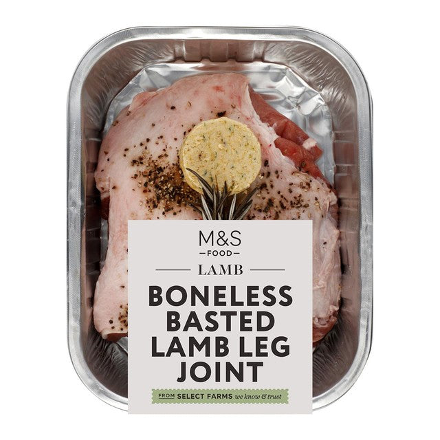 M&S boneless basted lamb leg joint 462g, imported from the UK
