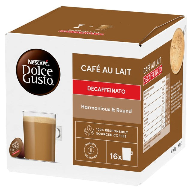 Dolce Gusto cafe au lait decaf coffee capsules 16 pack - British product