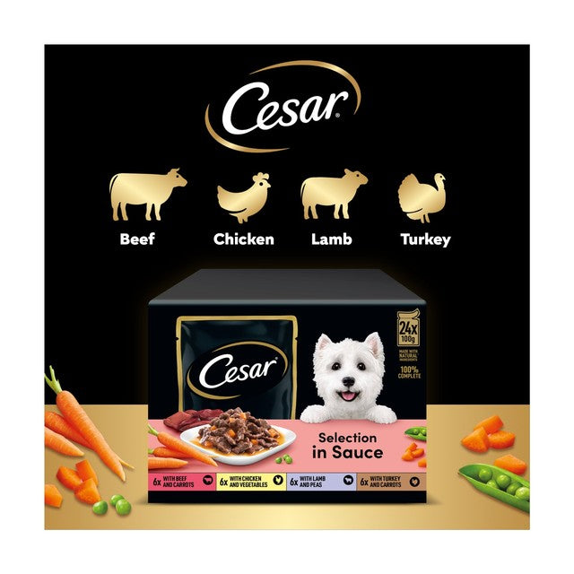 Cesar dog food pouches Favourites in Sauce 24x100g - British product
