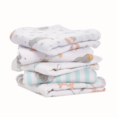 Aden + Anais Dumbo Mulltuch Quadrate Baby Pflege Tücher 5er Pack