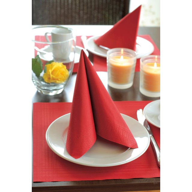 Duni Red Compostable Paper Napkins 20 Pack, imported from the UK