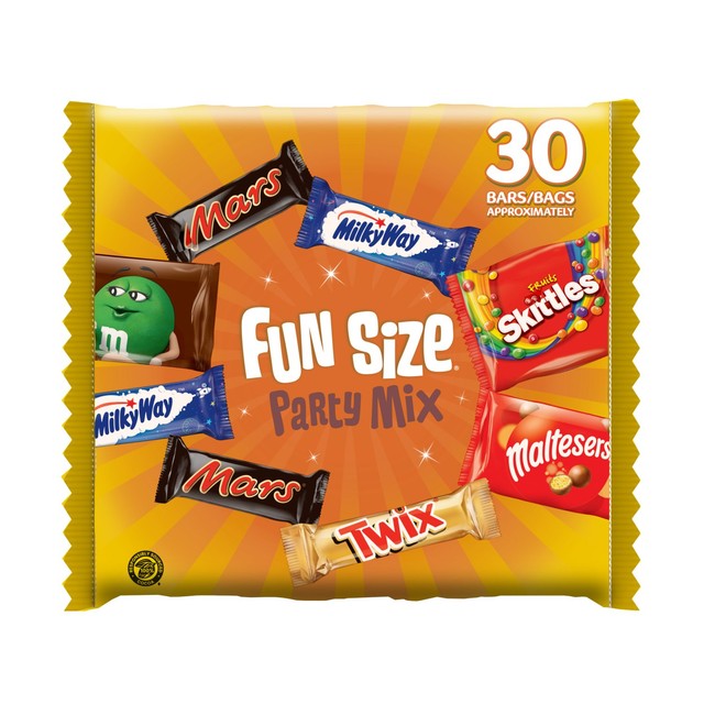 Mars funsize milk chocolate sweets party bag assortment 540g, imported from the UK