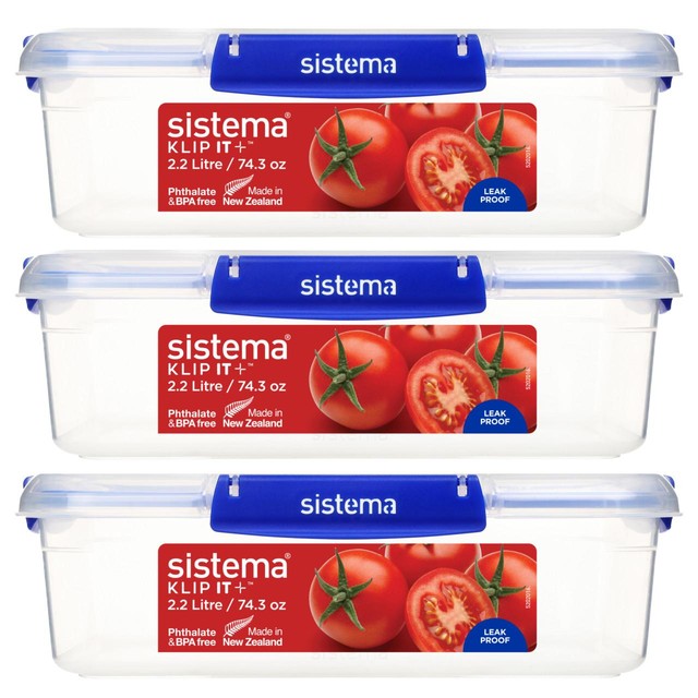 Sistema Klip It Plus food storage containers 3x2.2L (British brand)