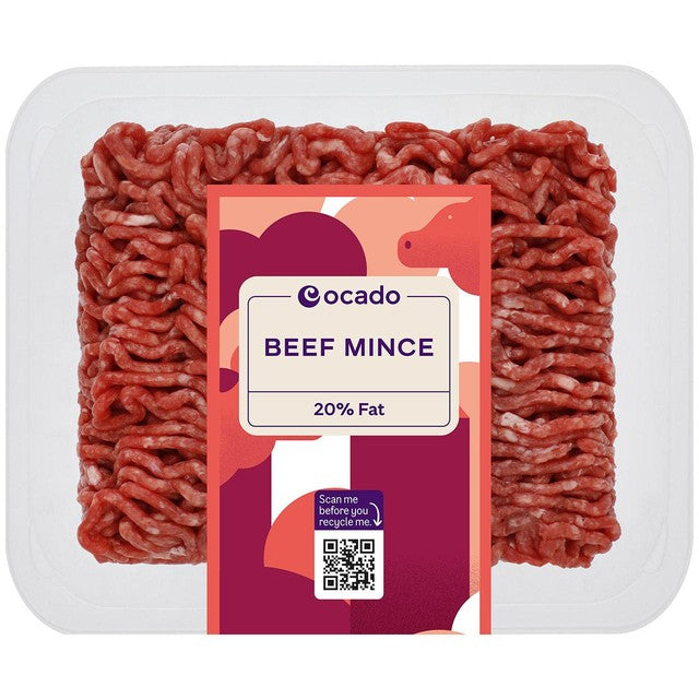 Ocado Rinderhackfleisch 20% Fett 500g, importiert aus dem Vereinigten Königreich